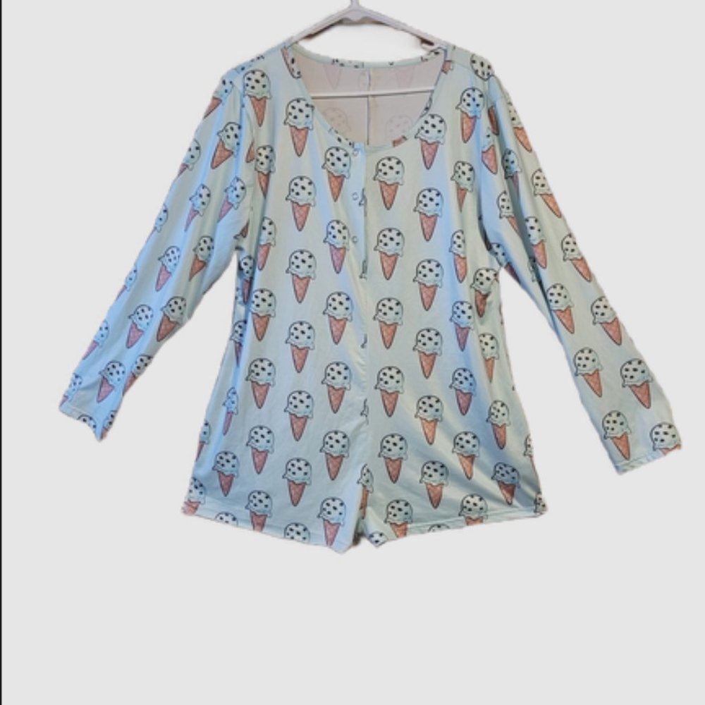 Long Sleeve Ice Cream Cone Onesie